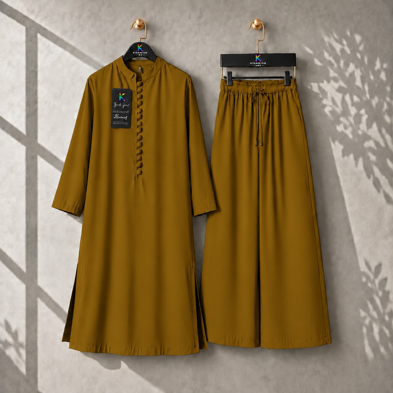 Karizma Solid Long Shirt & Plazo Style 2-Pcs Stiched Co-Ord Set.