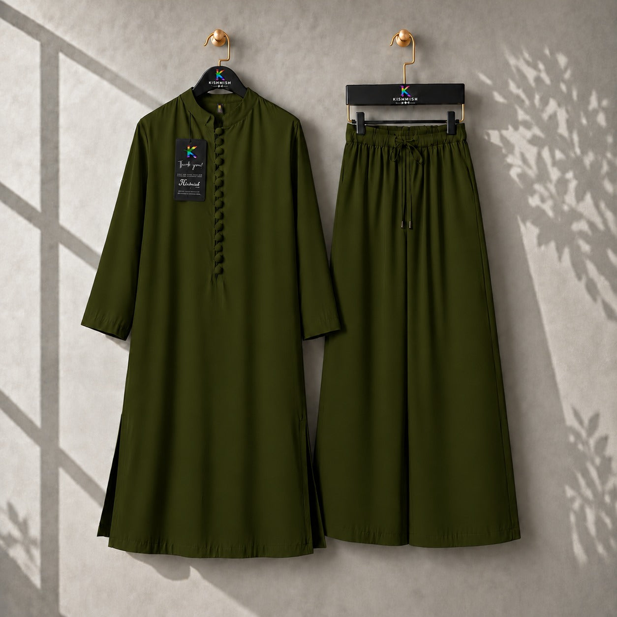 Karizma Solid Long Shirt & Plazo Style 2-Pcs Stiched Co-Ord Set.