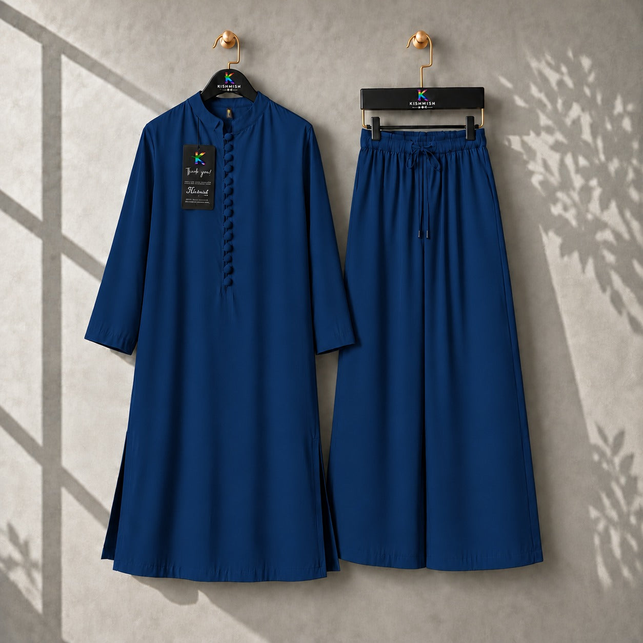 Karizma Solid Long Shirt & Plazo Style 2-Pcs Stiched Co-Ord Set.