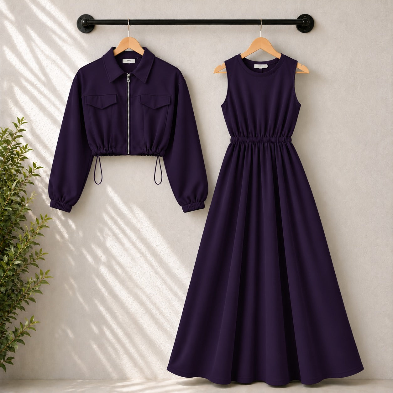 Drop Shoulder Short Jacket Maxi Style 2-Pcs Winter Co-Ord Set. WWTS-15 V5