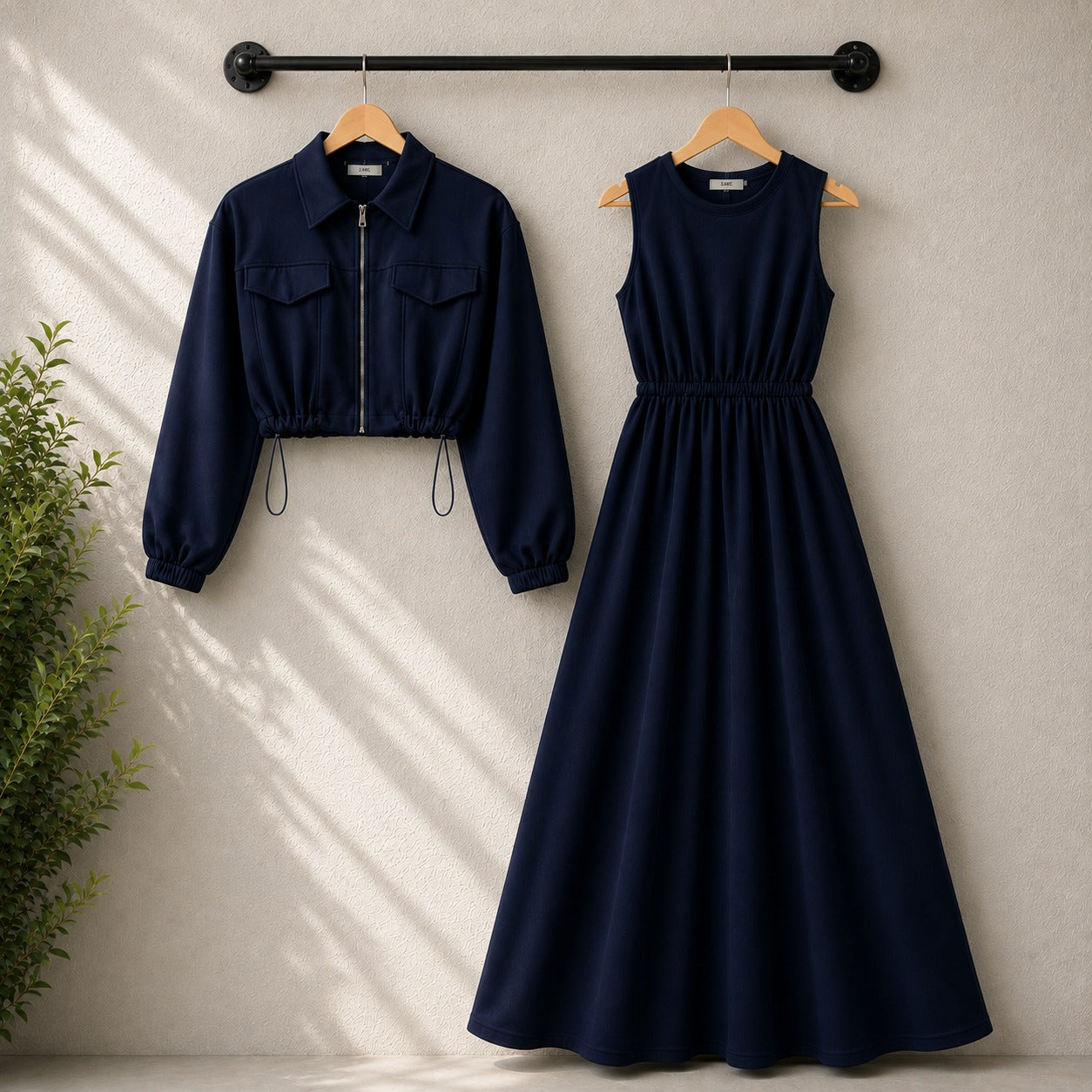 Drop Shoulder Short Jacket Maxi Style 2-Pcs Winter Co-Ord Set. WWTS-15 V5