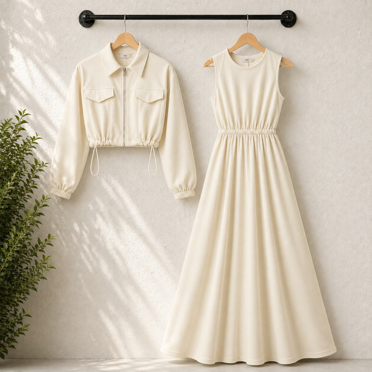 Drop Shoulder Short Jacket Maxi Style 2-Pcs Winter Co-Ord Set. WWTS-15 V5