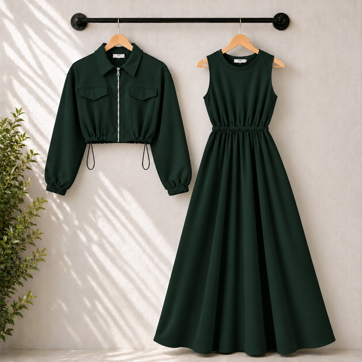 Drop Shoulder Short Jacket Maxi Style 2-Pcs Winter Co-Ord Set. WWTS-15 V5