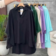 Batwing V-Collar Style Turkish Lawn 2-Pcs Stiched Co-Ord Set.