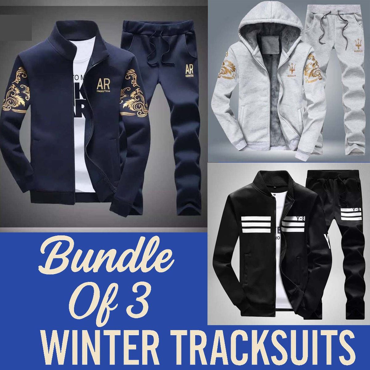Bundle Of 3 Different Style's 2-Pcs Winter Tracksuit's.