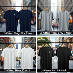 Bundle Of 4 R-Neck Half Sleeve RL-Horse Printed Summer Tshirt's. (Black-H.Grey+White+N.Blue)