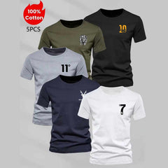 Bundle Of 5 R-Neck Half Sleeve PL-Printed Summer Tshirt's. Deal-01