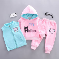 Pink+Sky-Blue Rilakkuma Printed 3-Pcs Winter Track-Suit For Kid's. K3PWTS-03