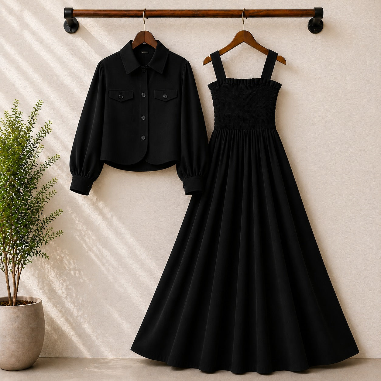 Short Koti & Smoky Maxi Style Western 2-Pcs Stiched Suit.