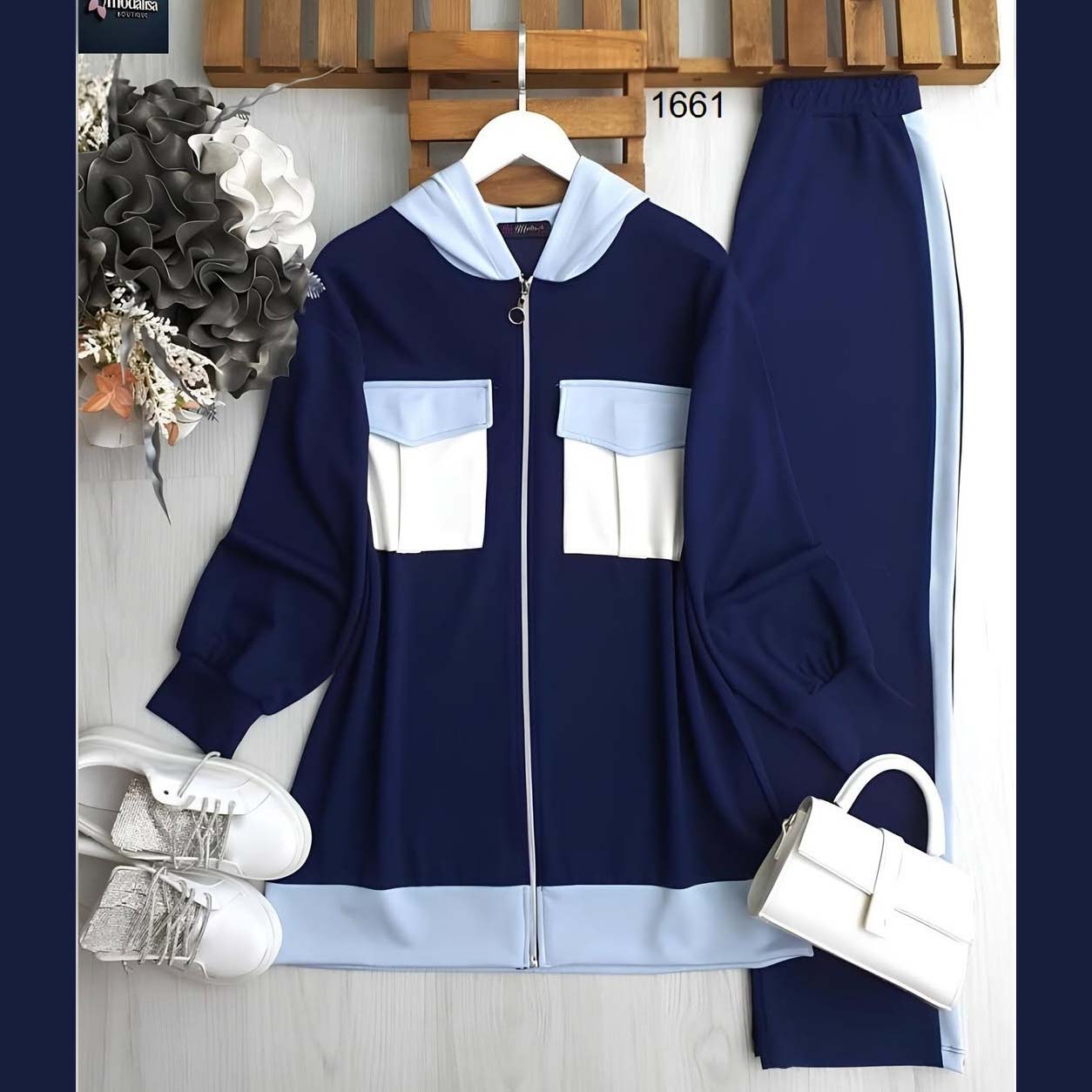 Front Cargo Pocket's Style Premium Quality Winter 2-Pcs Tracksuit For Her. WWTS-37