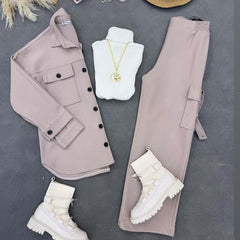 Cargo Style Premium Quality Winter 3-Pcs Co-Ord Set For Her. WWTS-32