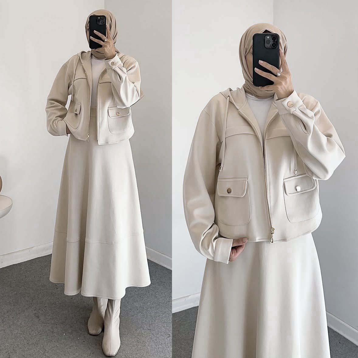 Zipper Hoodie & Skirt Style 2-Pcs Winter Co-Ord Set. WWTS-49