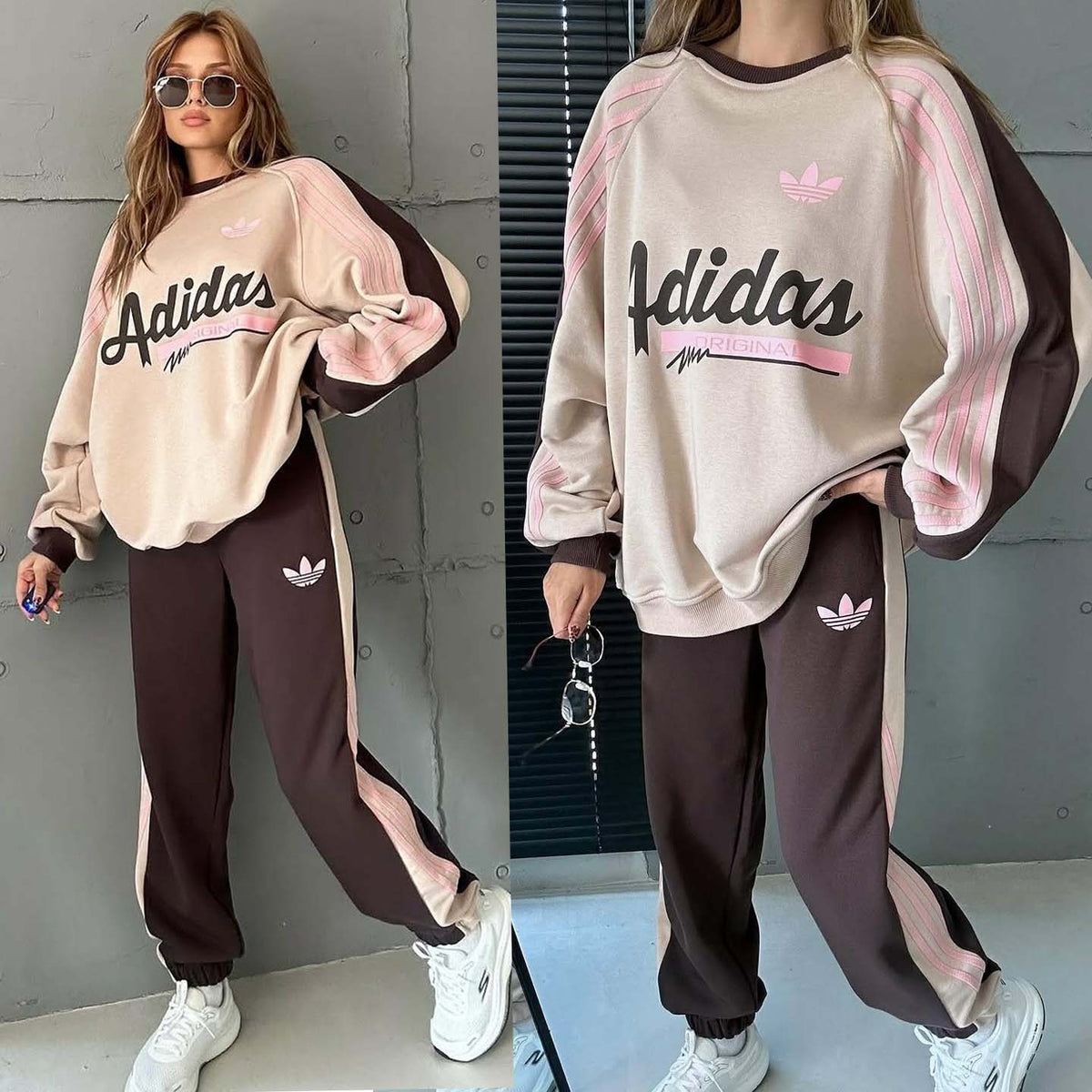 ADI Baggy Sweat Style Printed Premium Quality Winter 2-Pcs Tracksuit For Her. WWTS-30