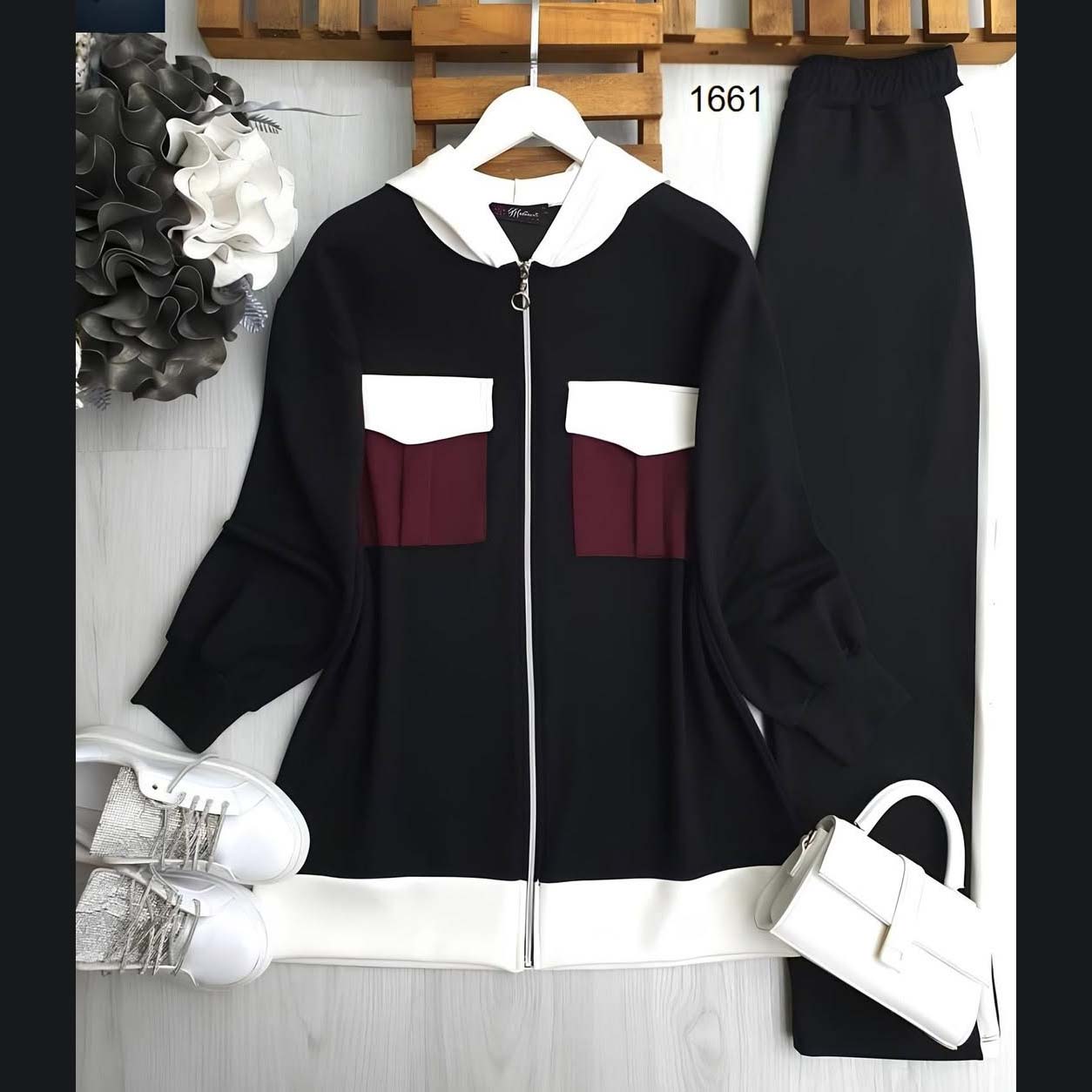 Front Cargo Pocket's Style Premium Quality Winter 2-Pcs Tracksuit For Her. WWTS-37