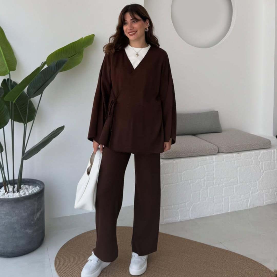 Overlap Gown Style 3-Pcs Winter Co-Ord Set. WWTS-24