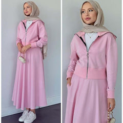 Drop Shoulder Short Jacket Skirt Style 2-Pcs Winter Co-Ord Set. WWTS-35