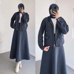 Zipper Hoodie & Skirt Style 2-Pcs Winter Co-Ord Set. WWTS-49