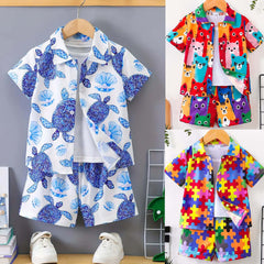 Bundle Of 3 All-Over 3D Printed 2-Pcs Summer Suit For Kids. D-03+04+10