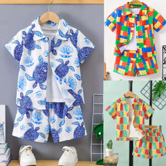 Bundle Of 3 All-Over 3D Printed 2-Pcs Summer Suit For Kids. D-05+08+10