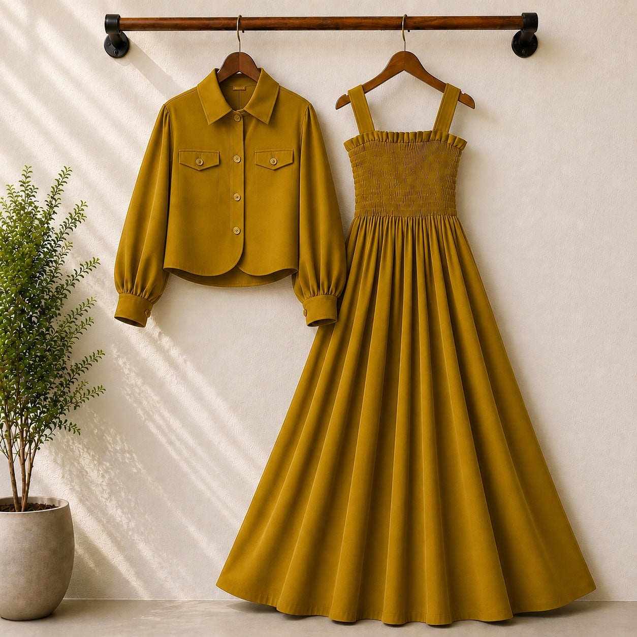 Short Koti & Smoky Maxi Style Western 2-Pcs Stiched Suit.