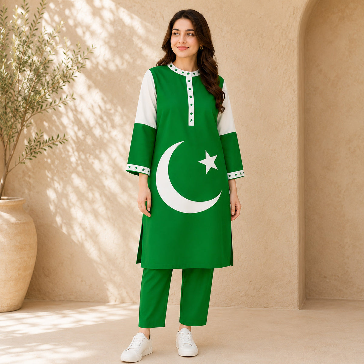 Green Flag 14-August Azadi Printed 2-Pcs Stiched Suit.
