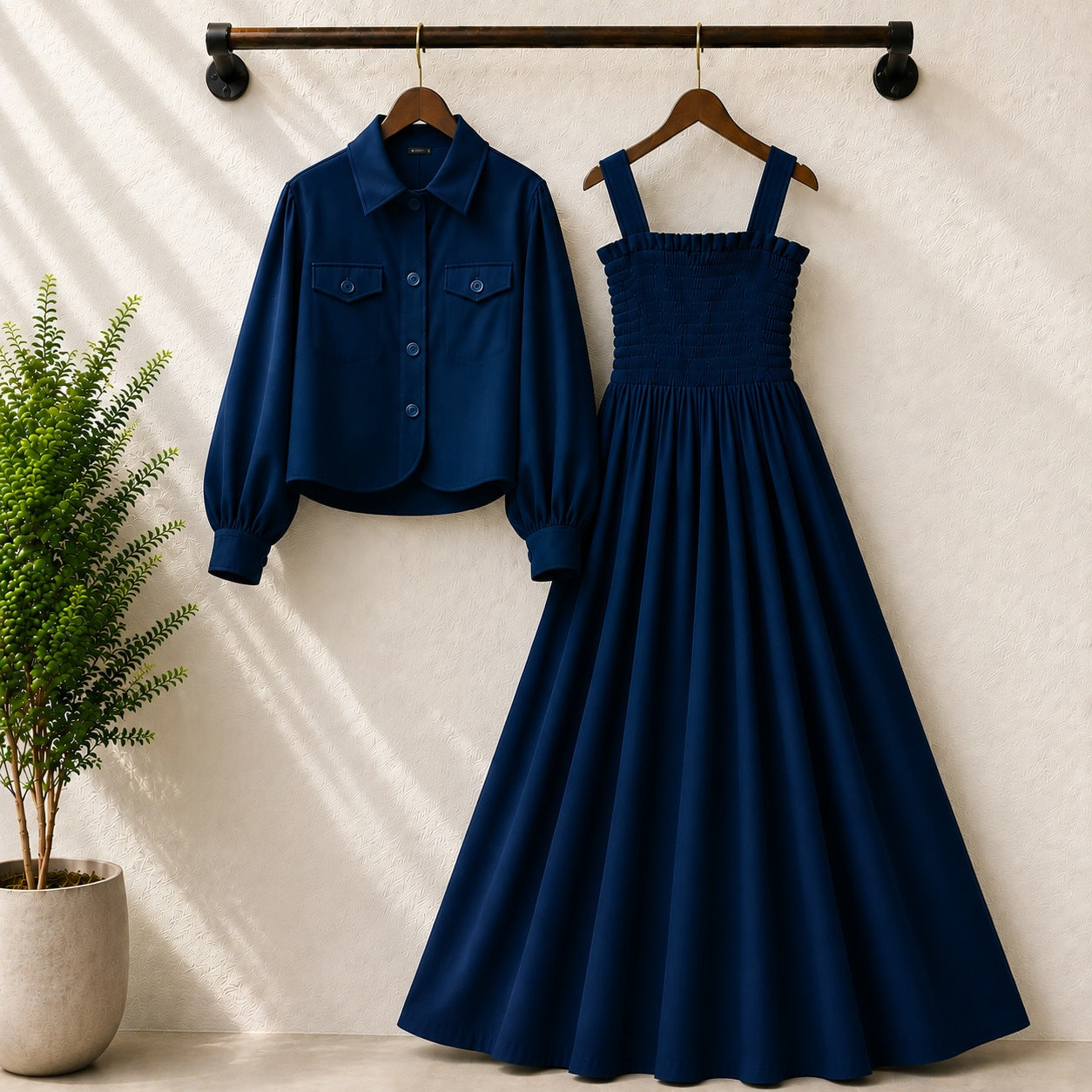 Short Koti & Smoky Maxi Style Western 2-Pcs Stiched Suit.