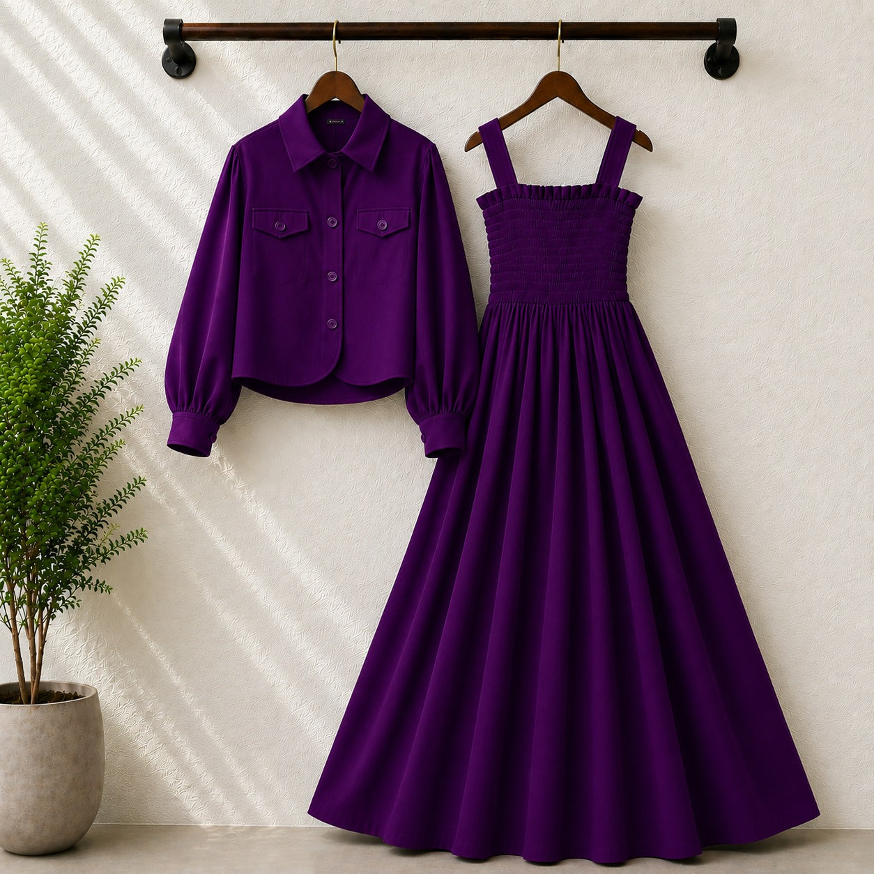 Short Koti & Smoky Maxi Style Western 2-Pcs Stiched Suit.