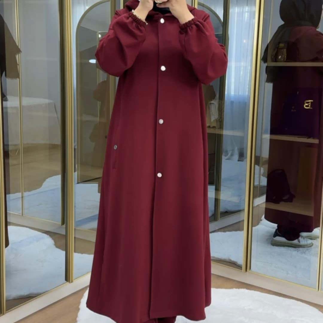 Long Button Hoodie Style 2-Pcs Winter Co-Ord Set. WWTS-18