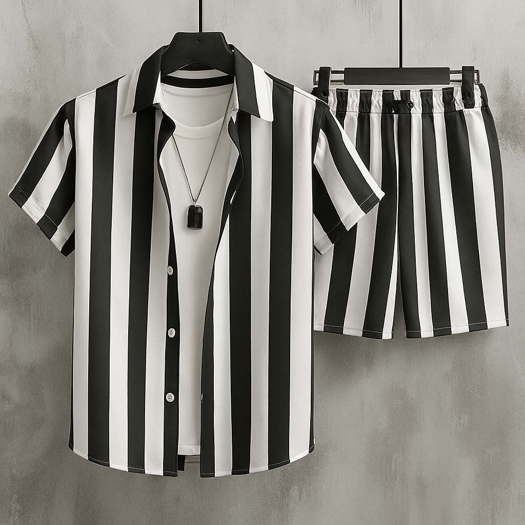 All-Over 3D Printed Premium Quality Dry-Fit 2-Pcs Summer Suit. MS3D-12