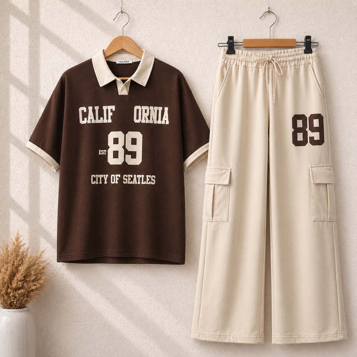 Cali-89 Collar Cargo Style Western 2-Pcs Summer Tracksuit For Her. WSTS-05 V2