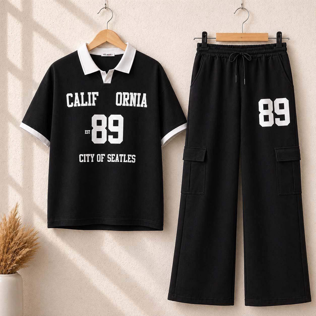 Cali-89 Collar Cargo Style Western 2-Pcs Summer Tracksuit For Her. WSTS-05 V2