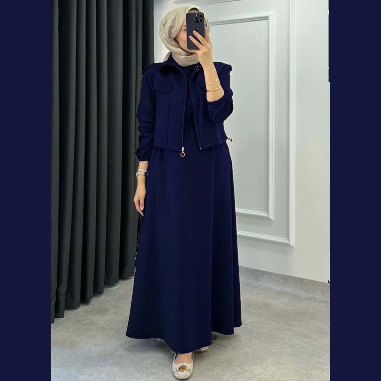 Drop Shoulder Short Jacket Maxi Style 2-Pcs Winter Co-Ord Set. WWTS-15 V3