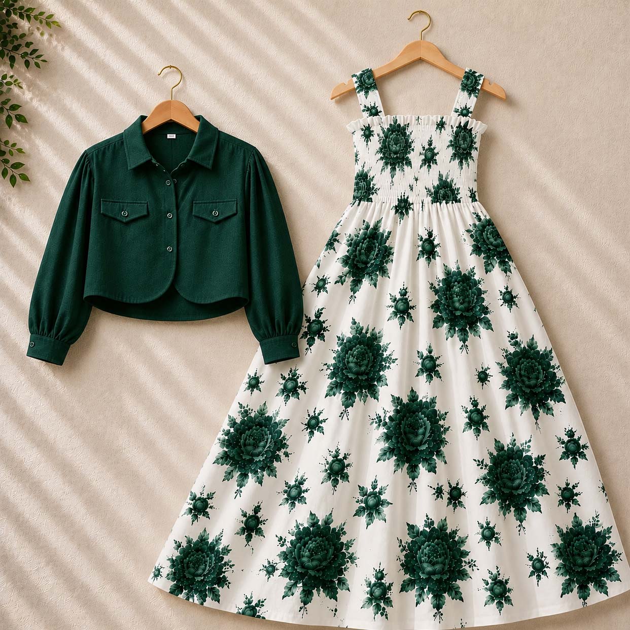 Flower Printed Short Koti & Smoky Maxi Style Western 2-Pcs Stiched Suit. SKM-31