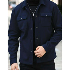 4-Pocket Collar Style Casual Fleece Winter Button Jacket. MWJ-401-V3