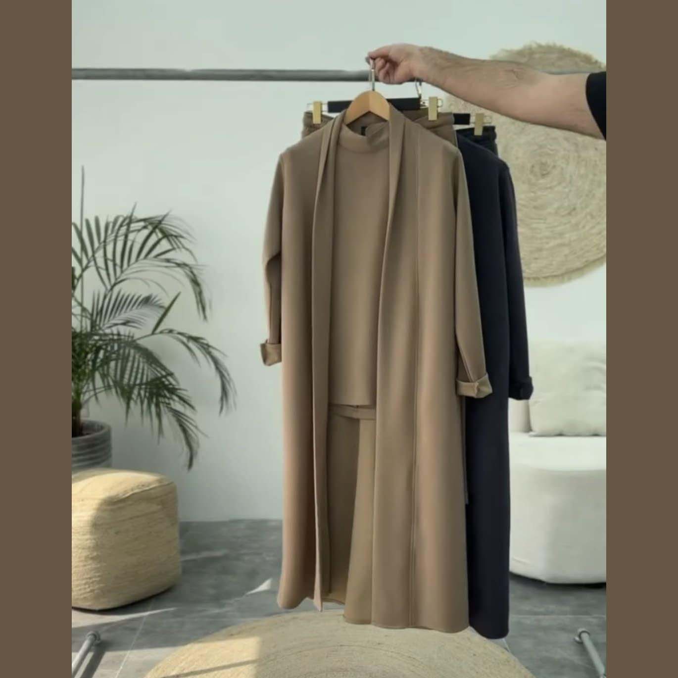 Long Gown Style 3-Pcs Winter Co-Ord Suit. WWTS-13