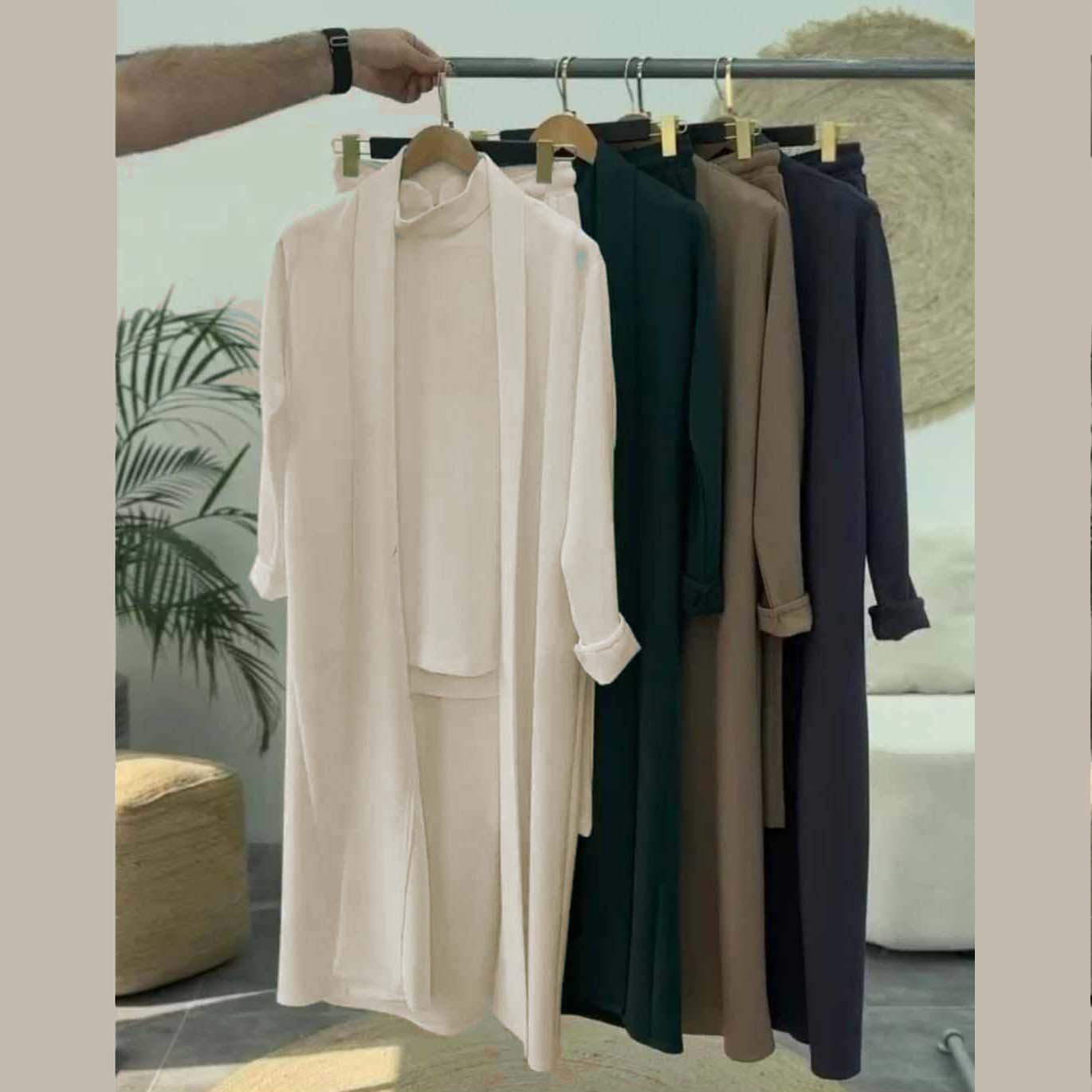 Long Gown Style 3-Pcs Winter Co-Ord Suit. WWTS-13