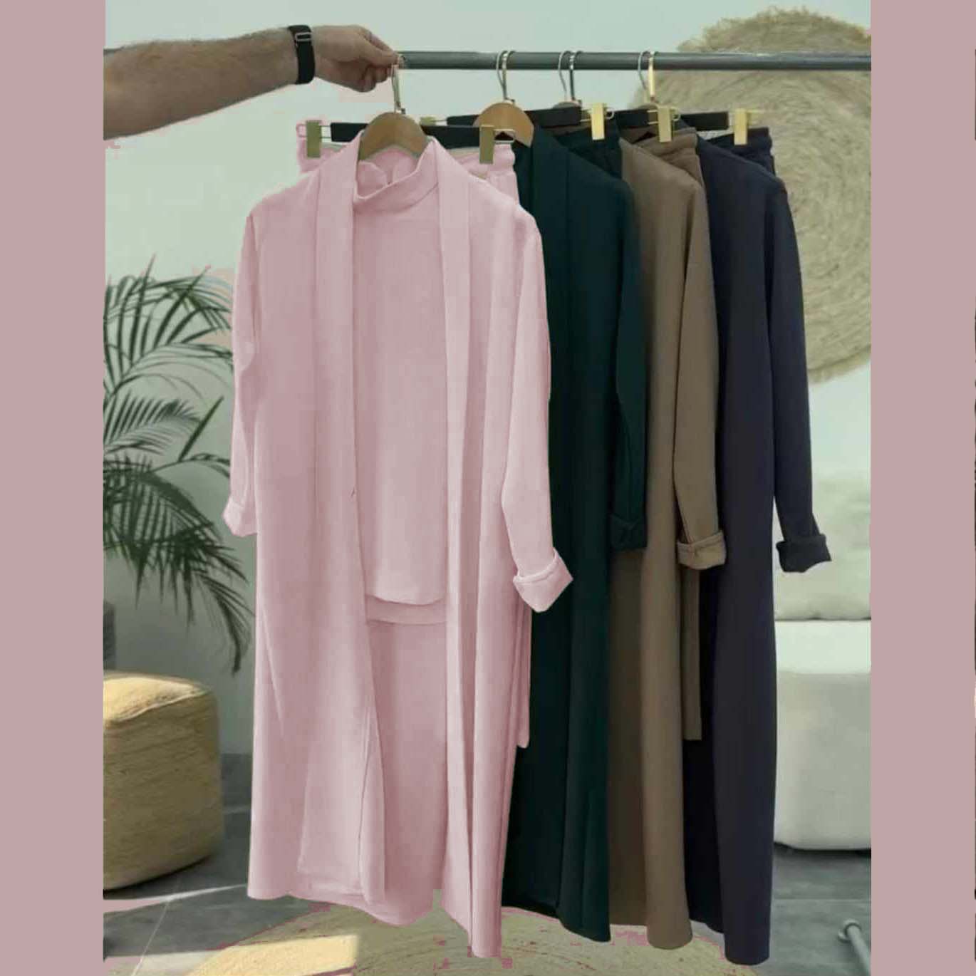 Long Gown Style 3-Pcs Winter Co-Ord Suit. WWTS-13