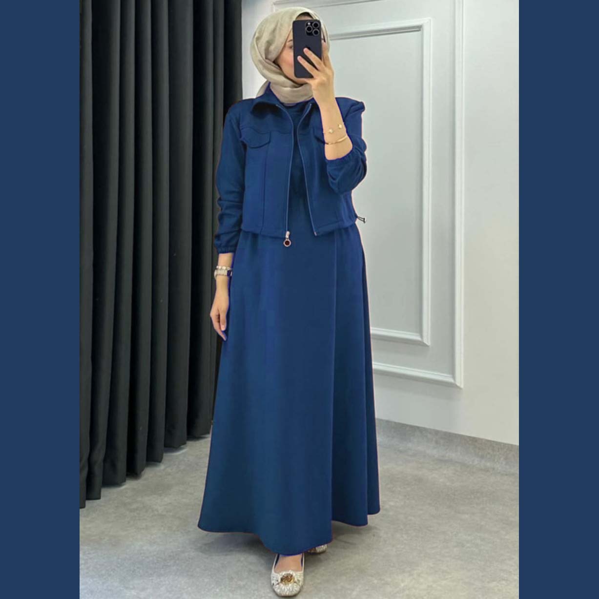 Drop Shoulder Short Jacket Maxi Style 2-Pcs Winter Co-Ord Set. WWTS-15 V3